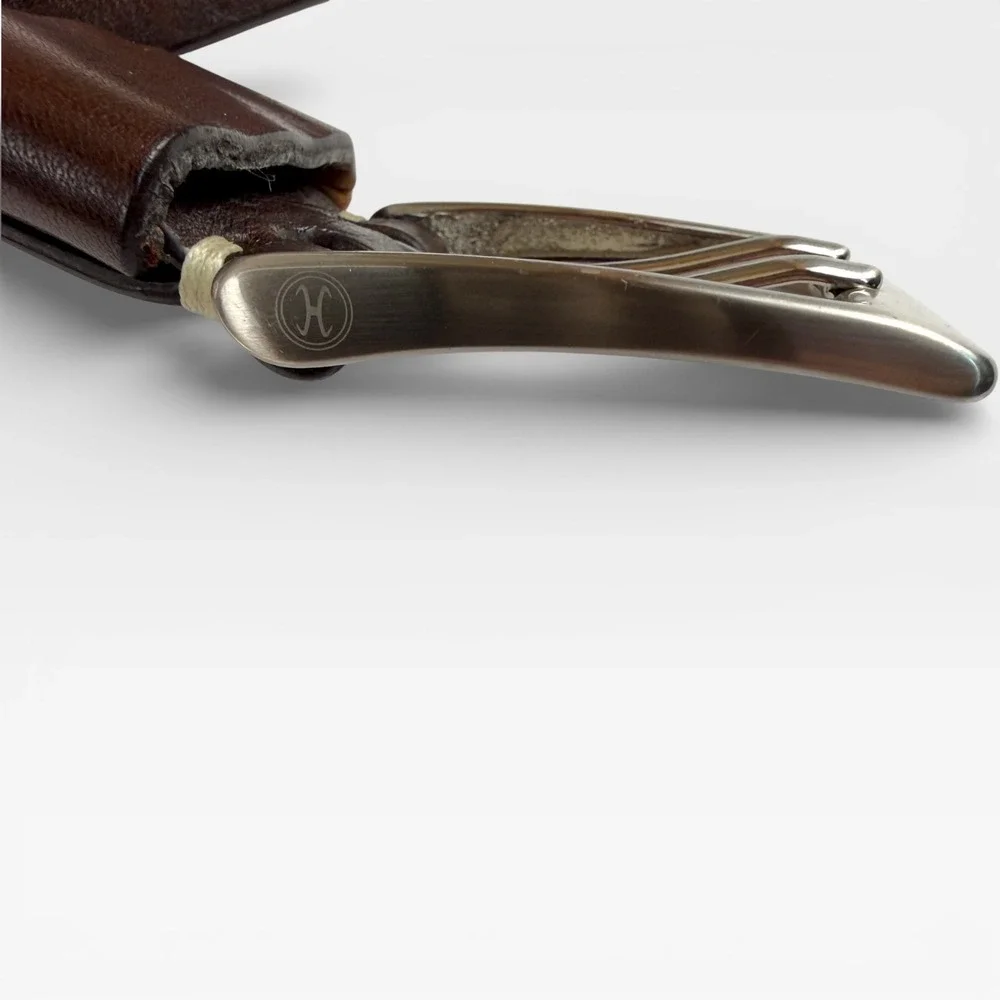 COLE HAAN Mens Leather Belt‎ Silver Buckle Dark Brown Dress Casual Size 105/42